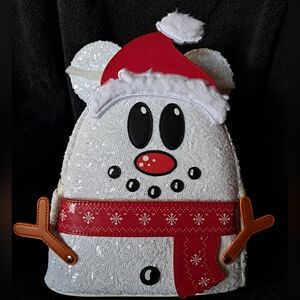 Sequin Mickey Snowman Loungefly Mini Backpack